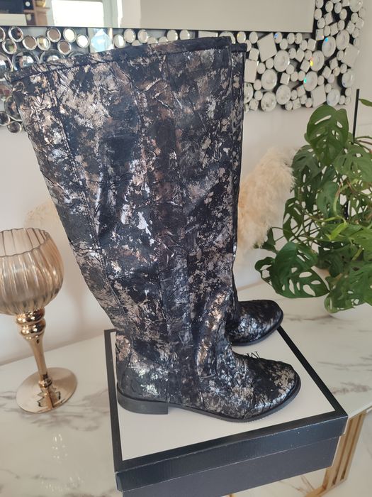 Piękne kozaki naturalny len kolory Polska produkcja