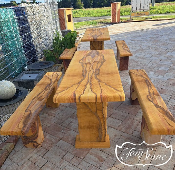 MEBLE OGRODOWE. ZESTAW MEBLI OGRODOWYCH z kamienia naturalnego. Kamień