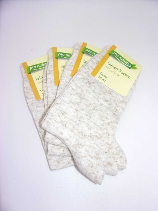 4x Lniane skarpety damskie, rozmiar 39/42 Pro natur.