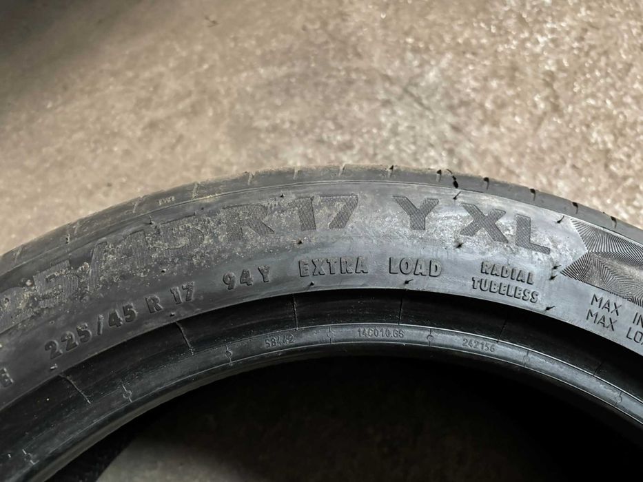 2X OPONY LETNIE 225/45R17 94Y Continental PremiumContact 6 XL Rant Ochronny 7.7MM 2020R