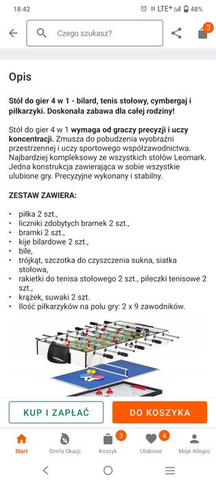 Piłkarzyki bilard cymbergaj tenis