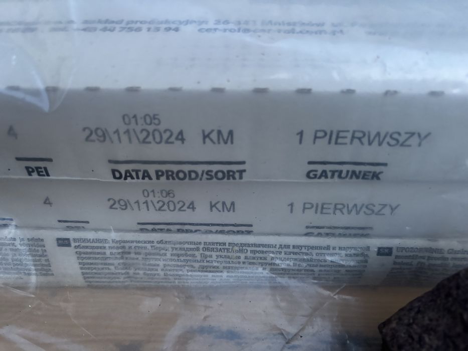 Szare plytki cersanit klasa I - 9 paczek 60*60= 12,96 m