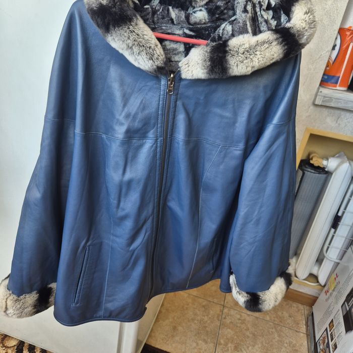 Продам стильну шкіряну куртку з натуральним хутром (Розмір L- XL)