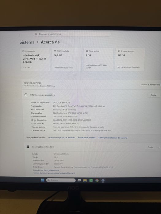 PC Gaming Completo | i5-11400F | GTX 1660 SUPER 6GB | 16GB RAM | RGB