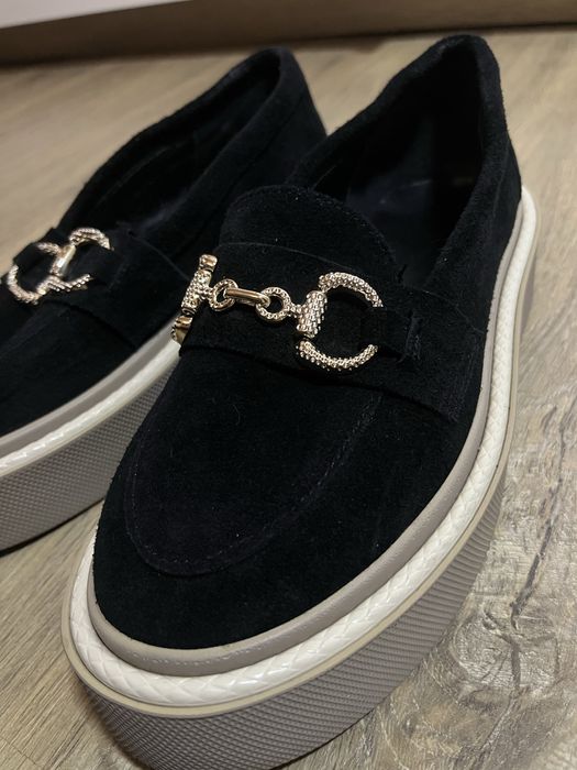 Туфлі Garti 0419 чорний беж замш