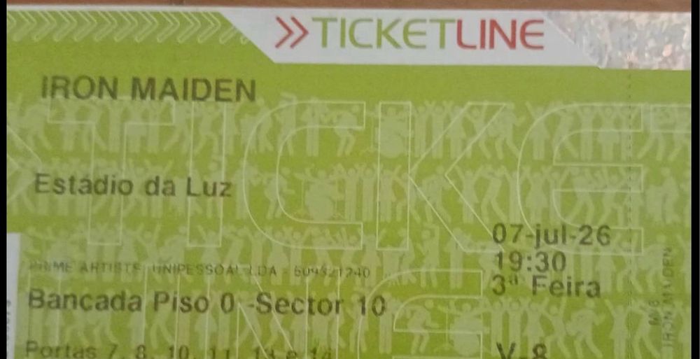 2 bilhetes para Iron Maiden