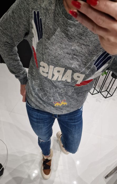 Bluza BWGH 36 szara melanż Paris skrzydła