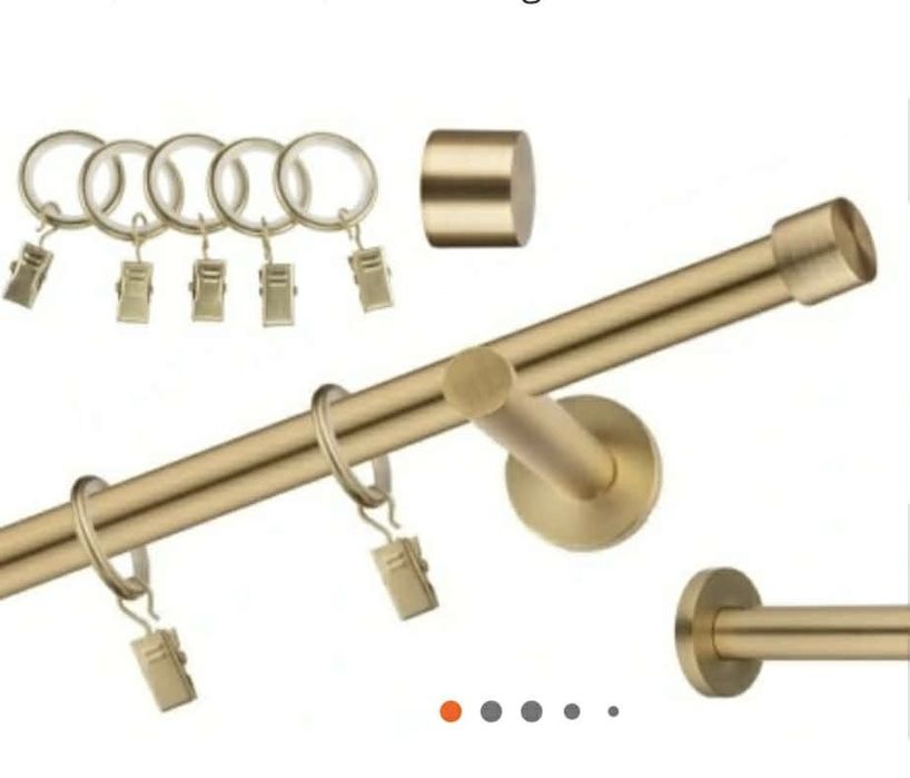 Karnisz metalowy pojedynczy 19mm - 200cm Ztoto Mat / Mosiadz Mat