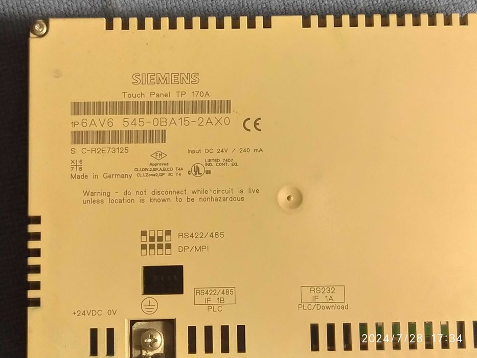 Панель управления SIEMENS TP 170A