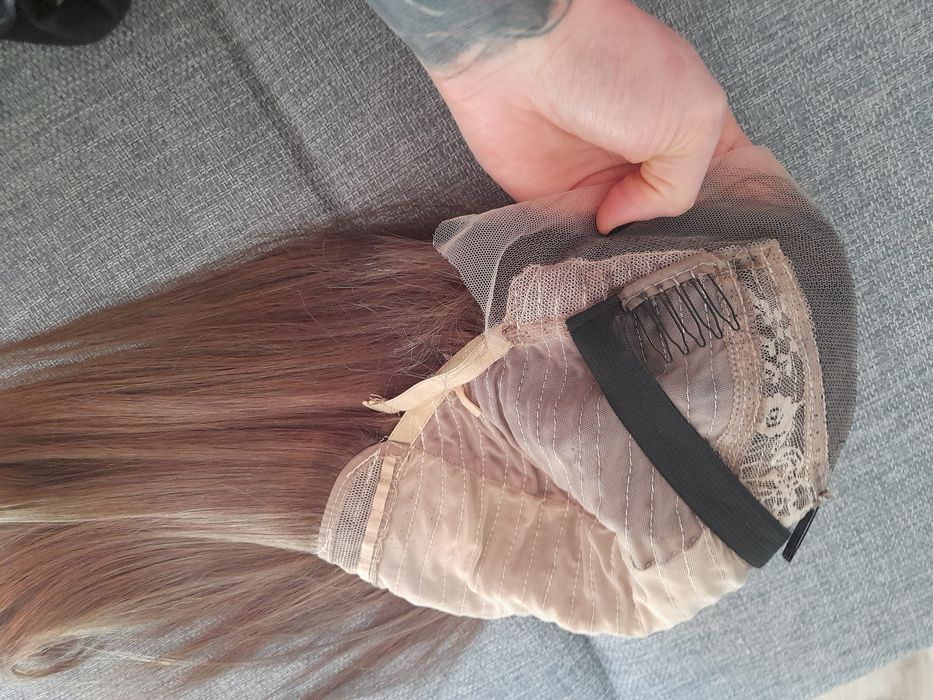 Peruka lace front 100% naturalny włos brąz