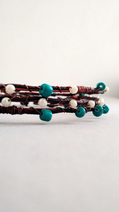 Conjunto de três braceletes boho hippie