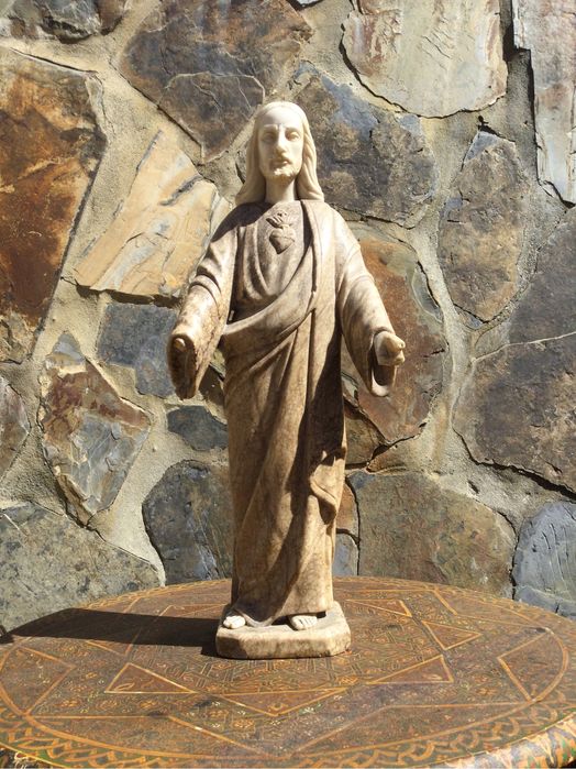 Sagrado Coração de Jesus Mármore Itália Séc XVIII 52 cm Arte Sácra