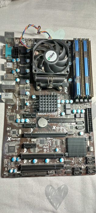 ASRock 980DE3 U3S3 + FX-4100 + 8гб ДДР3 + кулер