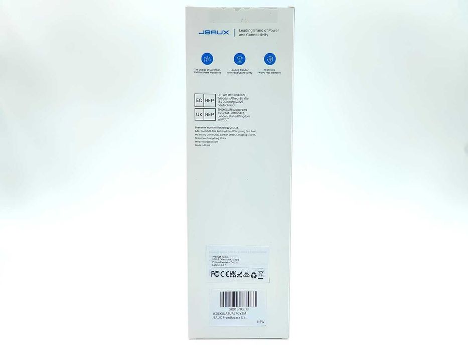 JSAUX Przedłużacz USB 3.0 2 m, wtyczka USB A