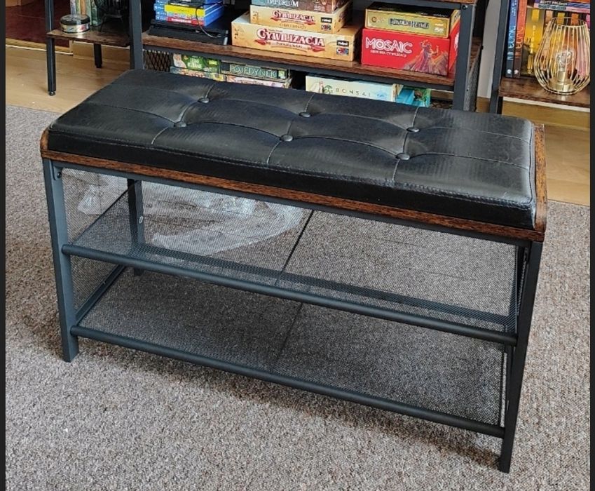 Stylowa szafka na buty regał przedpokój loft ławka ławeczka  obita