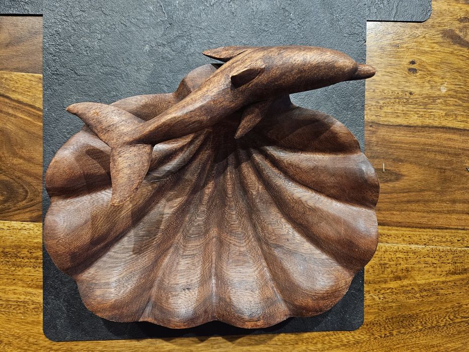 Miska taca drewno egzotyczne muszla delfin