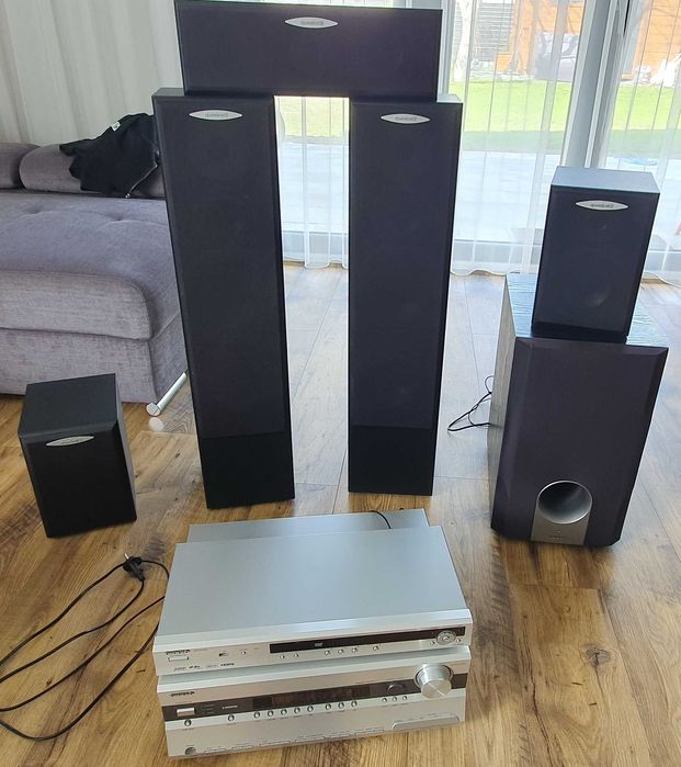zestaw kina domowego z kolumnami i subwooferem, (ONKYO + Quadral)