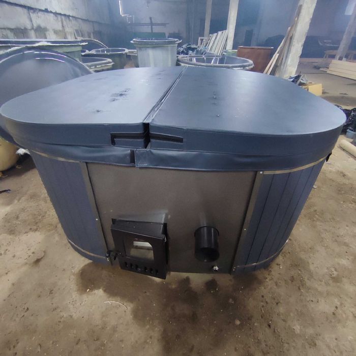 Чан з джакузи на дровах. Гидромасаж, лазня вдома. Мобільна купіль