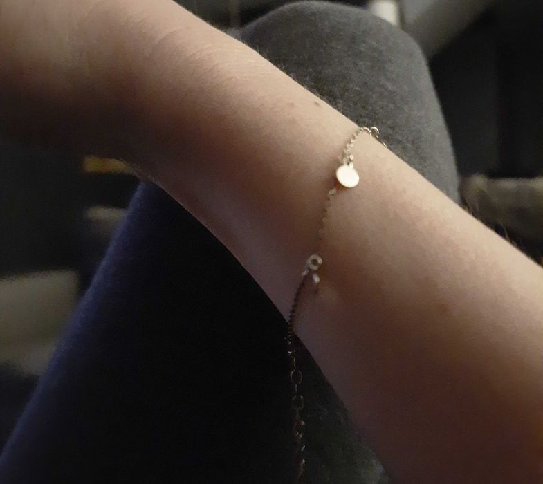 Bransoletka srebrna pozłacana yes blaszki kolka koleczka zlota