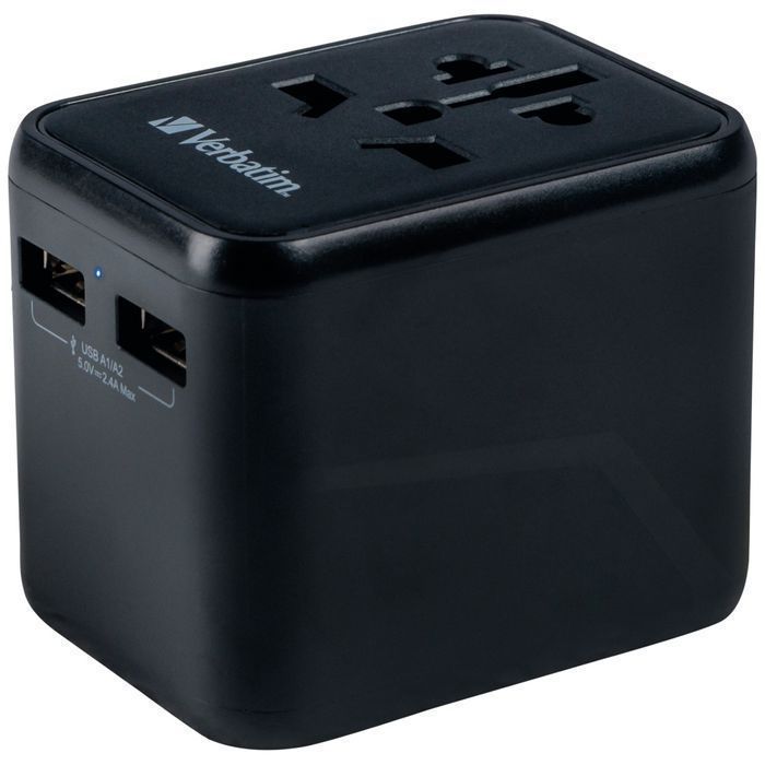 Verbatim Adapter podróżny EU/UK/US2xUSB-A UTA-01 czarny/black 49543