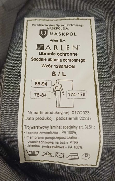Spodnie ubrania ochronnego Wz128, S/L