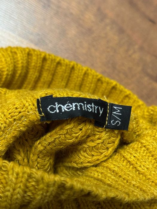 Żółty musztardowy sweter z golfem sweterek Chemistry S M 36 38