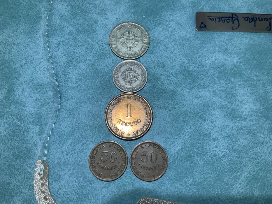 10 escudos Angola Colónia Portuguesa Prata 1955 + 4 moedas