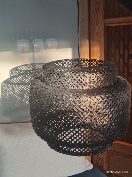 Czarna lampa wisząca bambusowa boho/loft– Stan idealny