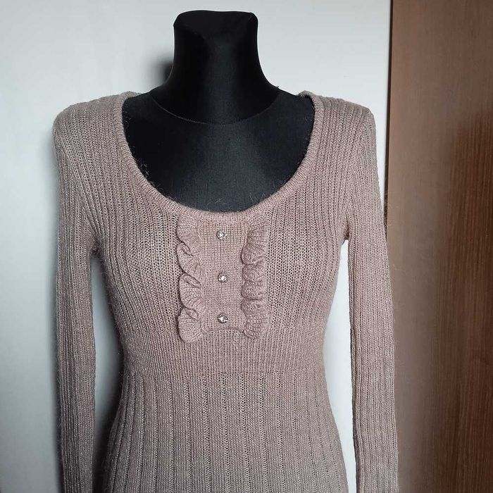 Clockhouse sweterkowa sukienka kawa z mlekiem r. 34/36