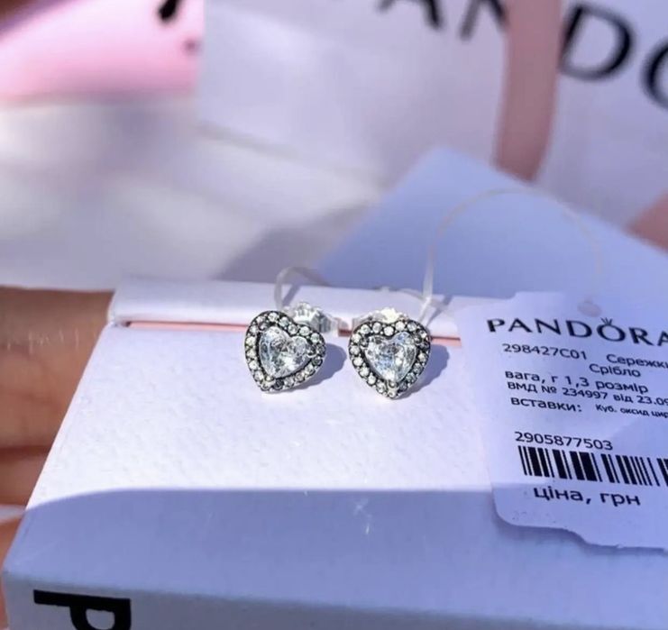 Сережки Пандора "Біле Серце"