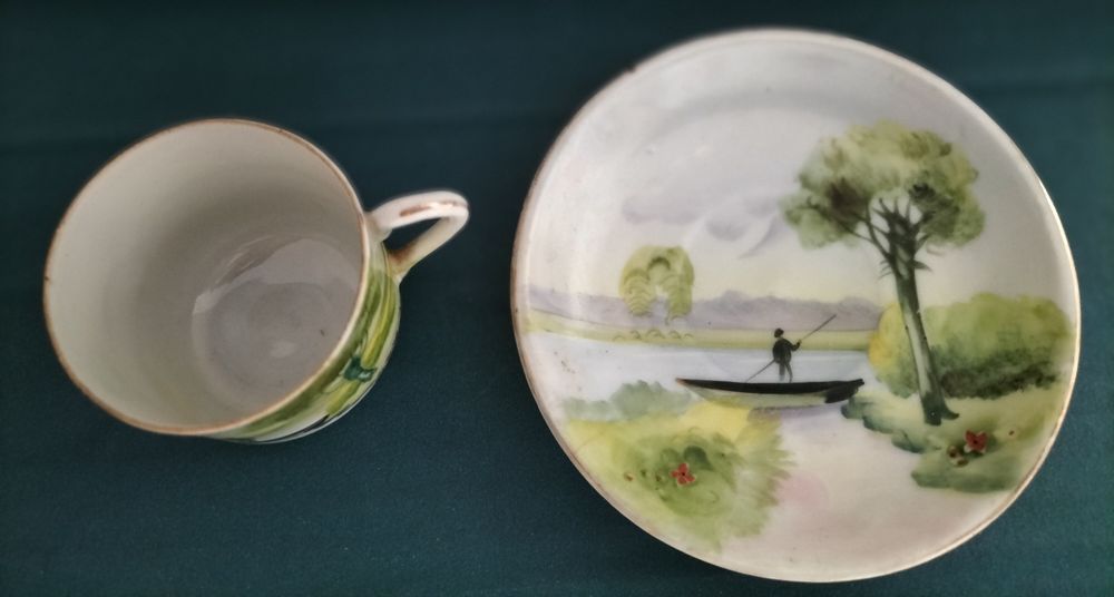 Chávena e Pires Pintado à Mão Made In Japan