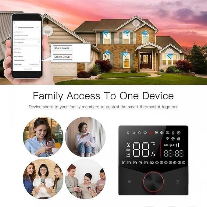 Termostato Wi-Fi ecrã tátil programável para aquecimento por caldeira