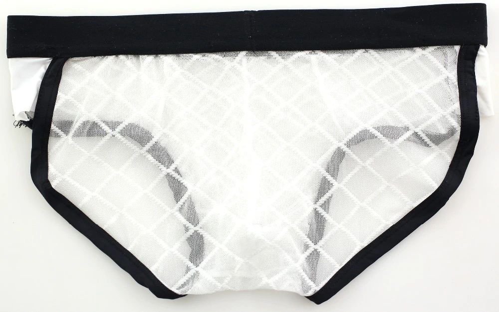 Męskie przeźroczyste siateczkowe slipy w romby - XXL