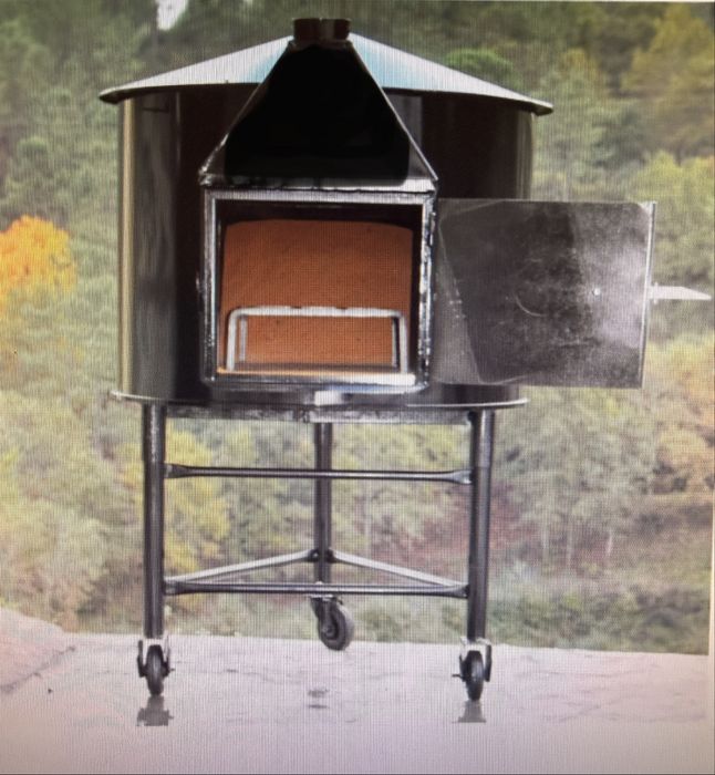 Forno a lenha portatil equipado com rodas