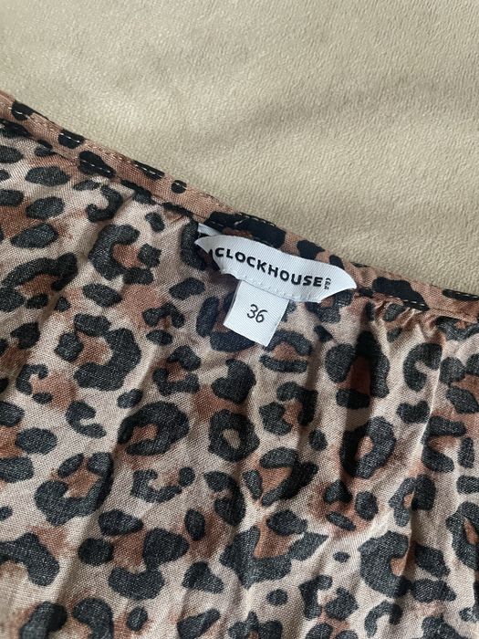 Sukienka panterka kroj A odcieta pod biustem 36