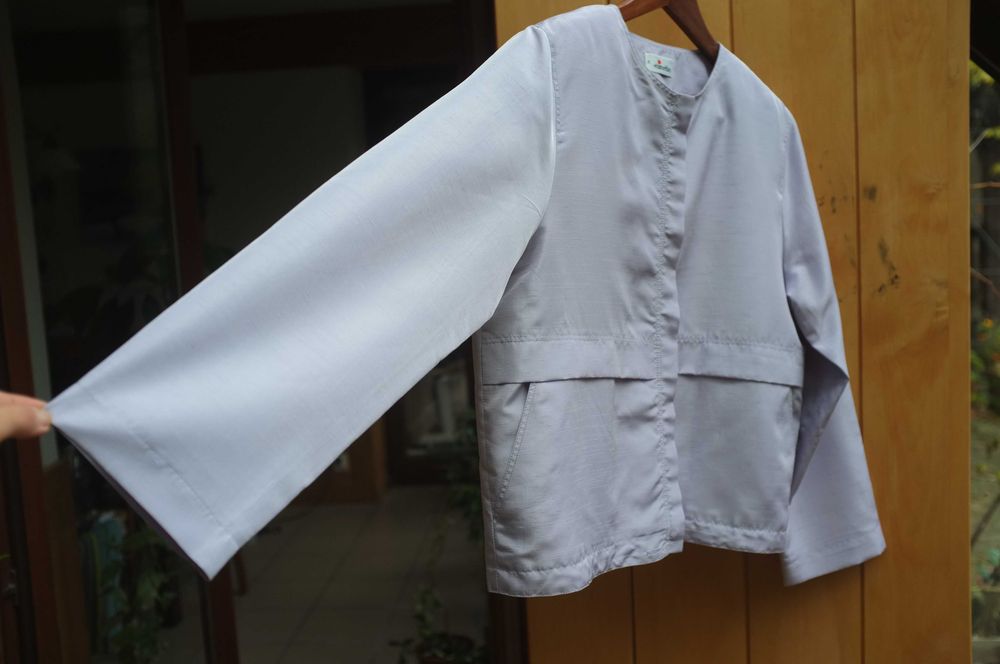 elegancki żakiet Elinette liliowy pastelowy szantung 40 L prosty