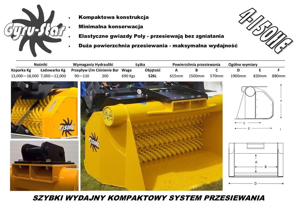 Łyżka przesiewająca GYRU-STAR rozdrabniająca przesiewacz gwiazdowy