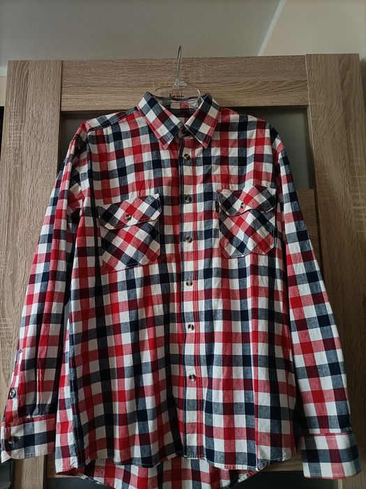 Koszula męska w kratę na długi rękaw (rozmiar L)
