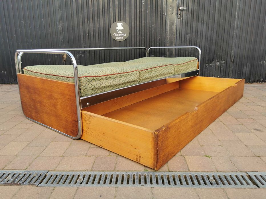 Sofa chrom proj. Hynek Gottwald/ KOVONA Czechosłowacja '40-60, Bauhaus