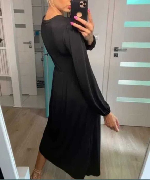Zara czarna dluga elegancka sukienka