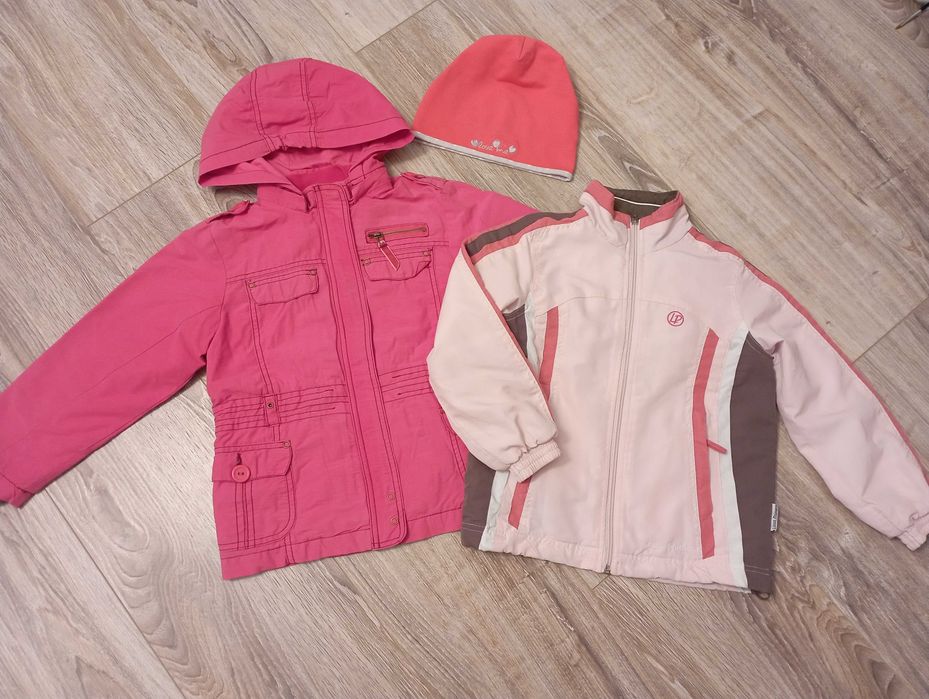 Kurtka wiosenna parka, 116 wiatrówka/bluza, czapka
