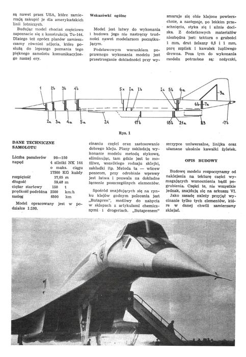 Mały Modelarz 4 1972 samolot TU-144 - REPRINT