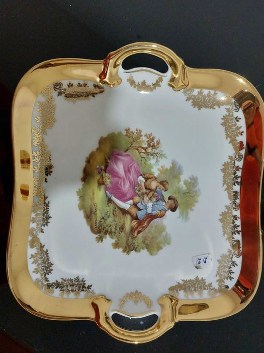 Prato + suporte de velas Bavaria com 22k de ouro