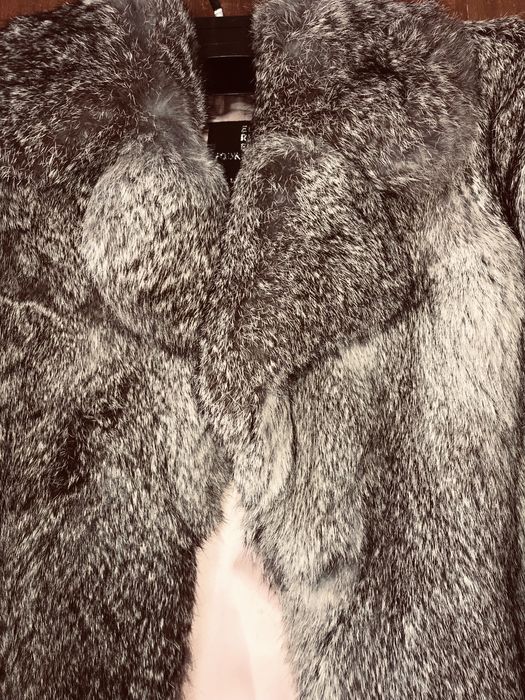 Casaco de Pele de Coelho cinzento