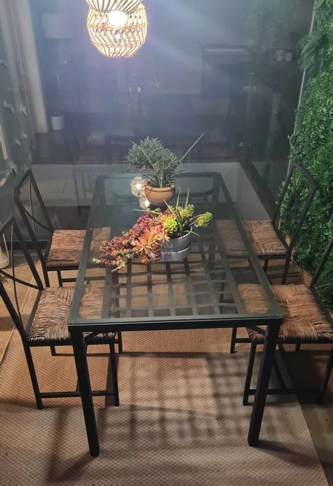 Mesa metal + 4 cadeiras