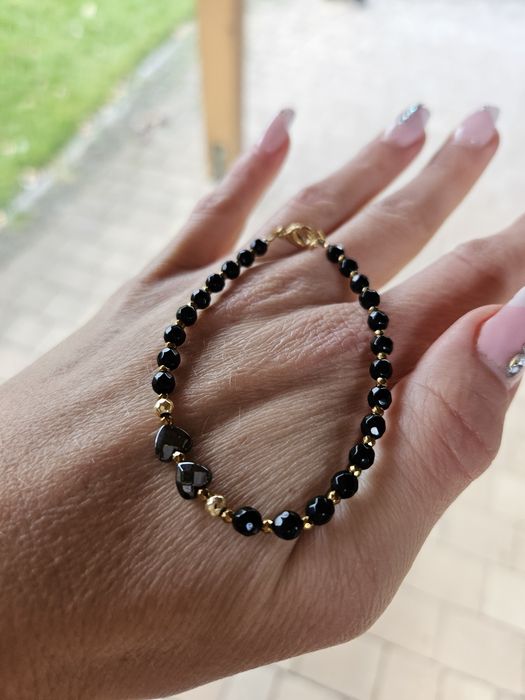 Bransoletka kamienie naturalne Jadeit Hematyt