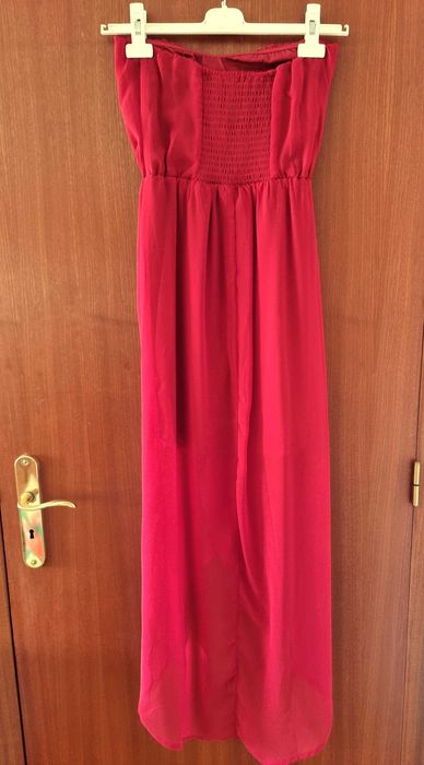 Vestido cai-cai comprido vermelho Stradivarius, tam S - nunca usado