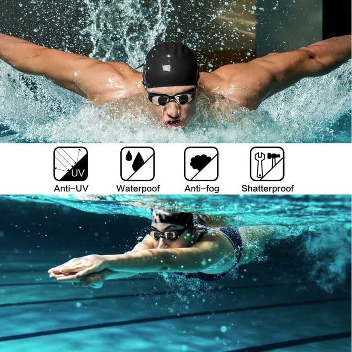 Окуляри для плавання професійні із захистом від запотівання з берушами