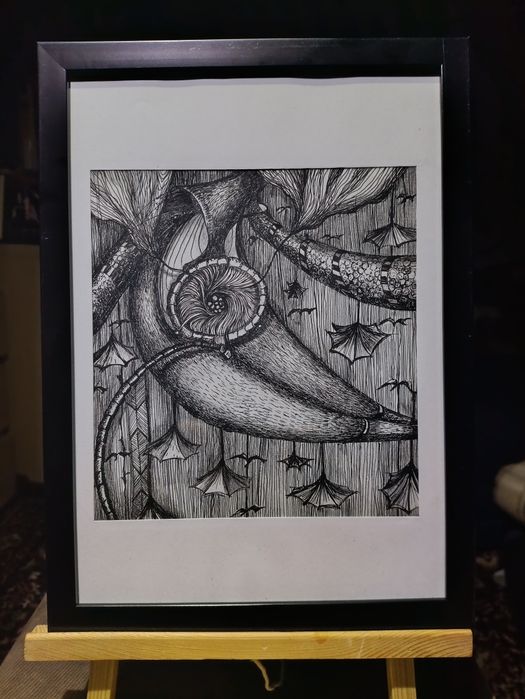 Картина в рамке под стеклом в паспарту 20×30