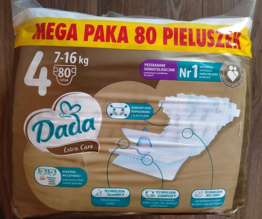 Підгузки / памперси Dada Extra Care, розмір 4 ( 7-16 кг), 80 шт.